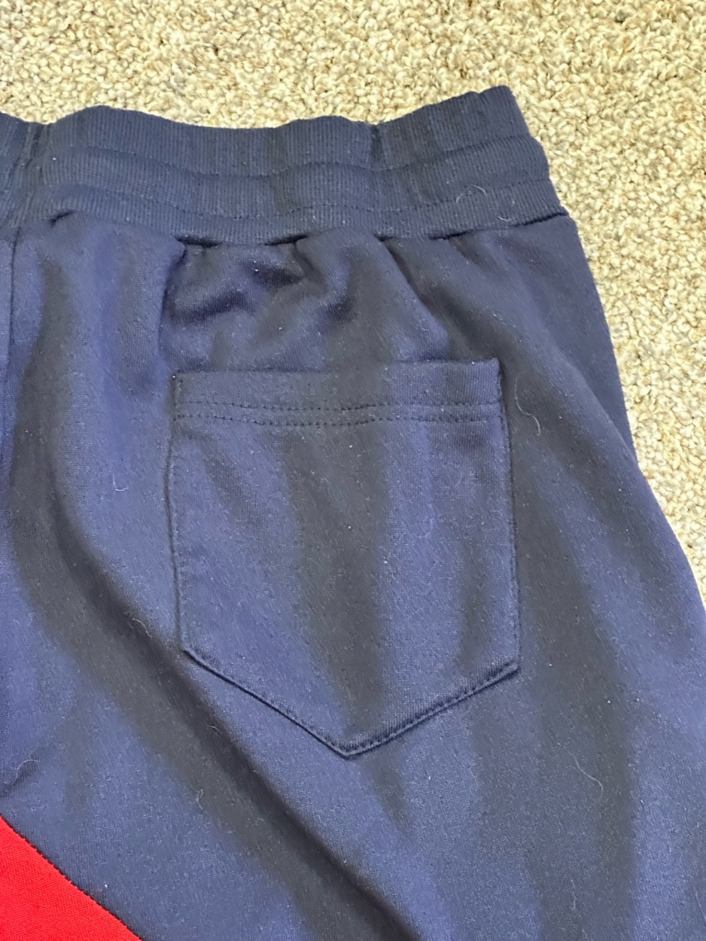 Men's Colorblock Athletic Shorts - Red & Navy - Picture 8 of 9